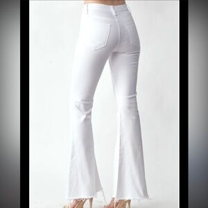 Plum White Flare Jeans Distressed Hem Women’s Size Medium with 30” inseam